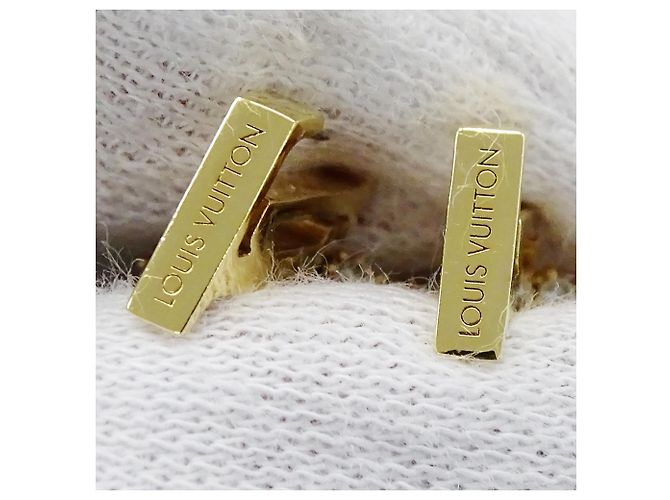 Orecchini a mezzo cerchio Louis Vuitton dorati con strass - vista 10