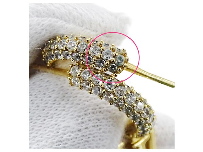 Orecchini a mezzo cerchio Louis Vuitton dorati con strass - vista 11