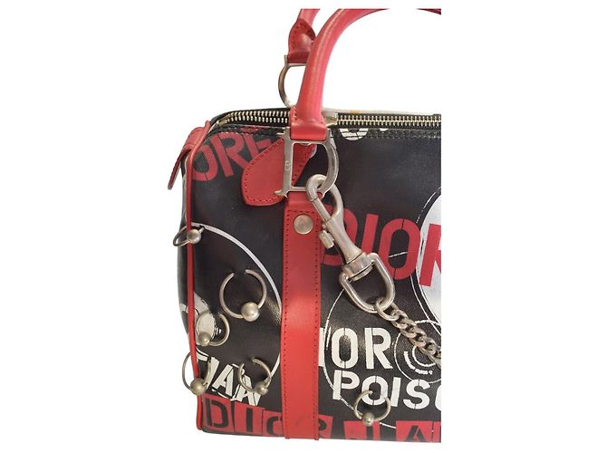Christian Dior Borsa Boston Hardcore Nera Rossa John Galliano - vista 13
