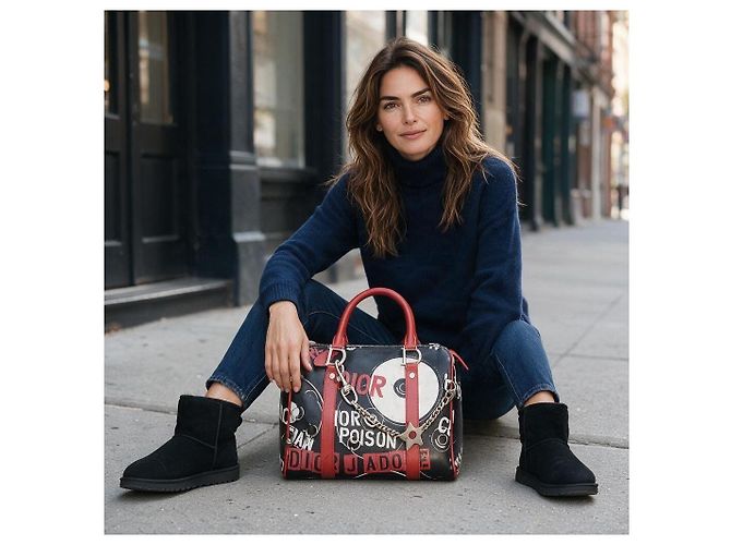 Christian Dior Borsa Boston Hardcore Nera Rossa John Galliano - vista 3