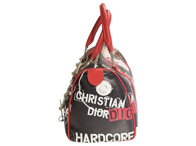 Christian Dior Borsa Boston Hardcore Nera Rossa John Galliano - vista 6
