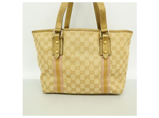 Sac cabas Gucci en toile GG beige - vue 12