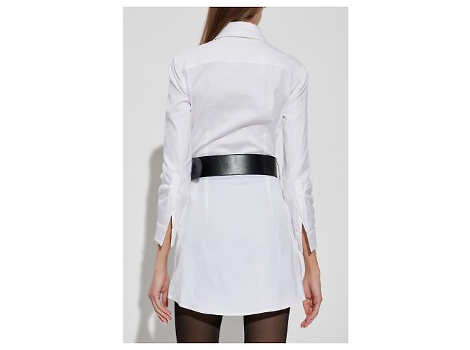 Vestido Balenciaga blanco de algodón de cuello alto con cinturón - vista 2