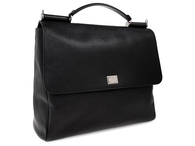 Dolce & Gabbana Porte-documents Sicily en cuir noir - vue 2