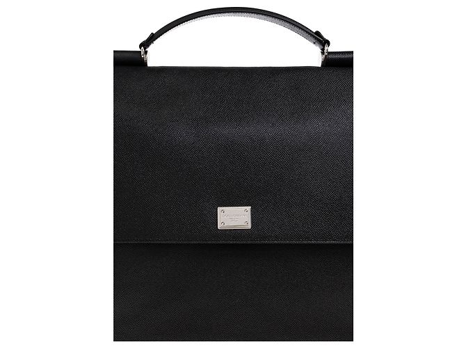 Dolce & Gabbana Porte-documents Sicily en cuir noir - vue 4