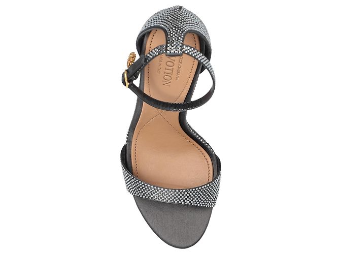 Dolce & Gabbana Absatzsandale Grau mit Kristallbesatz - Ansicht 4
