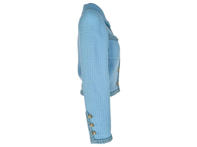 Chanel Tweed Jacket in Light Blue Wool - view 2