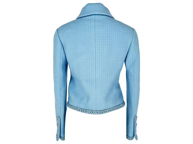 Chanel Tweed Jacket in Light Blue Wool - view 3
