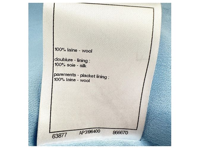 Chanel Tweed Jacket in Light Blue Wool - view 9