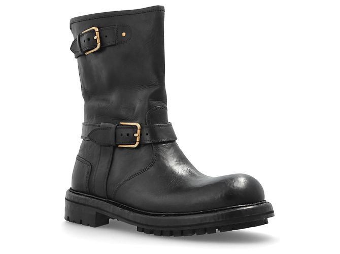 Dolce & Gabbana Black Leather Boots with Buckles - vista 2
