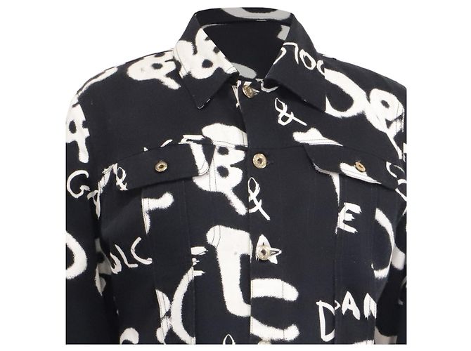 Giacca Dolce & Gabbana Vintage Graffiti in cotone nero - Ansicht 2
