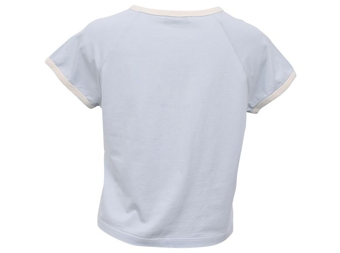 Céline Camiseta Ringer de punto Celine en algodón azul claro - vista 3