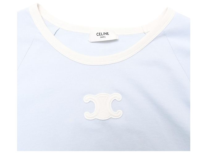 Céline Camiseta Ringer de punto Celine en algodón azul claro - vista 4