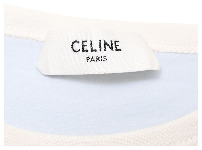 Céline Camiseta Ringer de punto Celine en algodón azul claro - vista 5