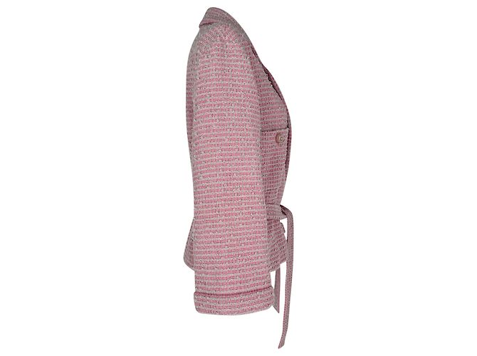 Giacca in tweed Chanel in cotone rosa - vista 2
