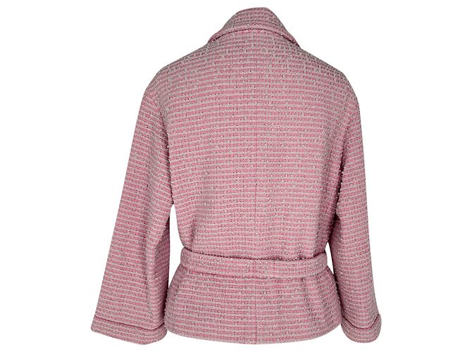 Giacca in tweed Chanel in cotone rosa - vista 3