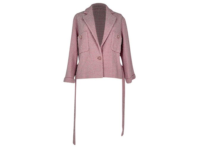 Giacca in tweed Chanel in cotone rosa - vista 4