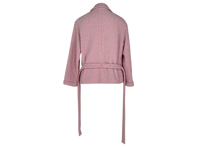 Giacca in tweed Chanel in cotone rosa - vista 6