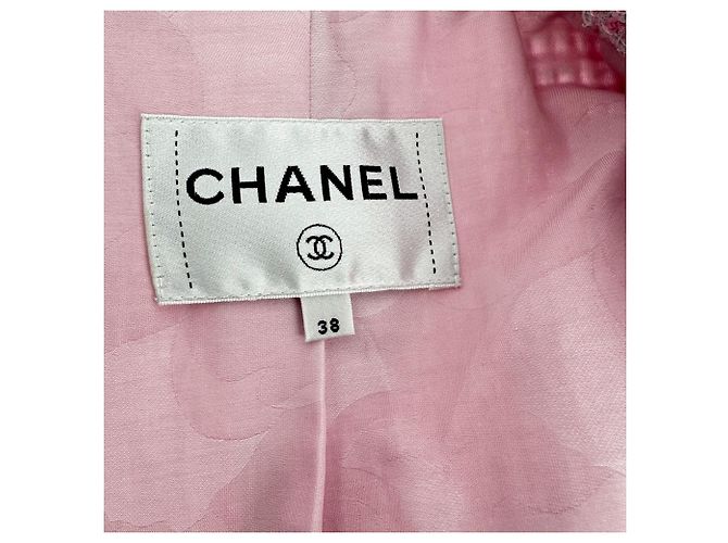 Giacca in tweed Chanel in cotone rosa - vista 7
