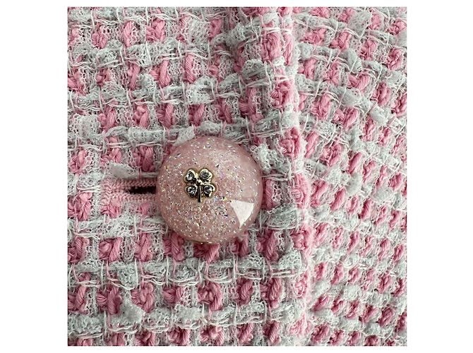 Giacca in tweed Chanel in cotone rosa - vista 8