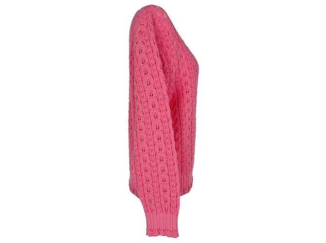 Chanel Knitwear Zopfstrickpullover aus rosa Baumwolle - Ansicht 2