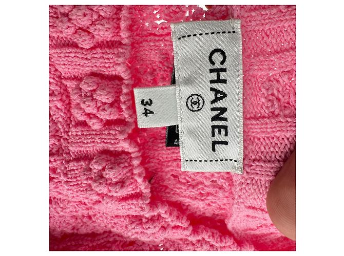Chanel Knitwear Zopfstrickpullover aus rosa Baumwolle - Ansicht 4