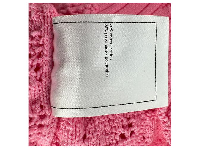 Chanel Knitwear Zopfstrickpullover aus rosa Baumwolle - Ansicht 7