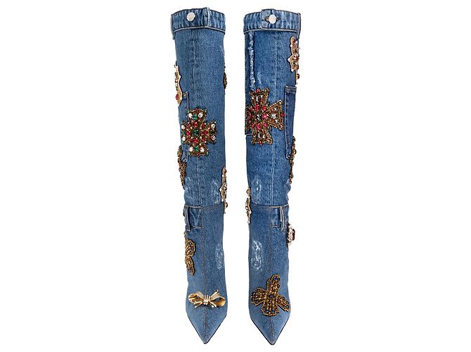Botas de tacón en denim azul Dolce & Gabbana - vista 3