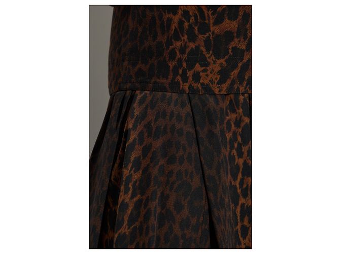 Falda midi de seda Balenciaga estampado animal marrón - vista 3