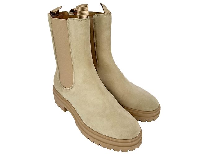 Stivaletti Chester Gianvito Rossi in camoscio beige - vista 5