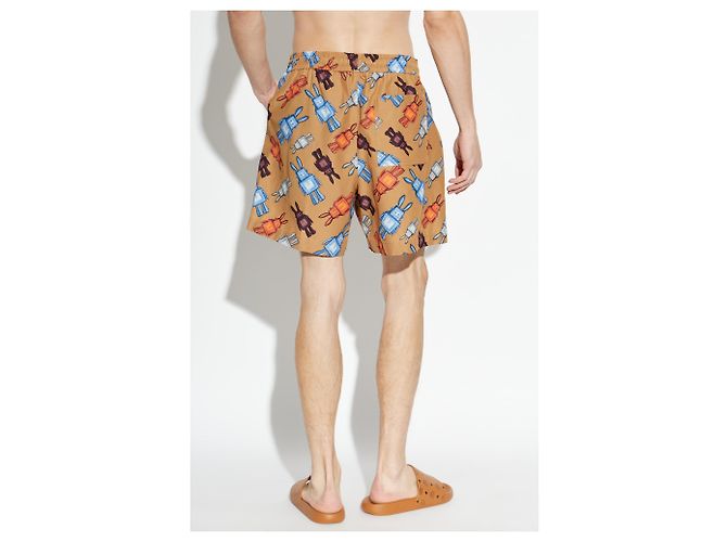 Pantaloncini stampati MCM in cotone e seta marroni - vista 4