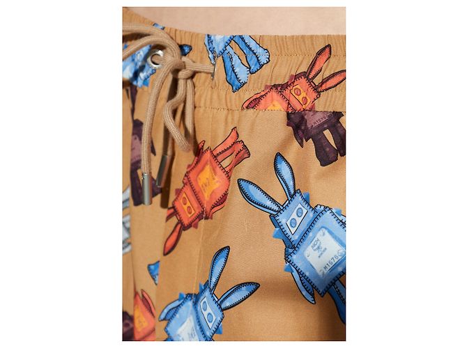 Pantaloncini stampati MCM in cotone e seta marroni - vista 5