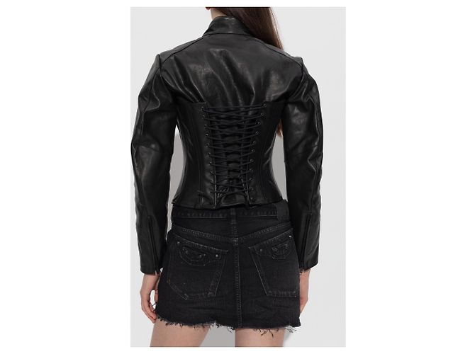 Balenciaga Lederjacke mit Stehkragen - Ansicht 2