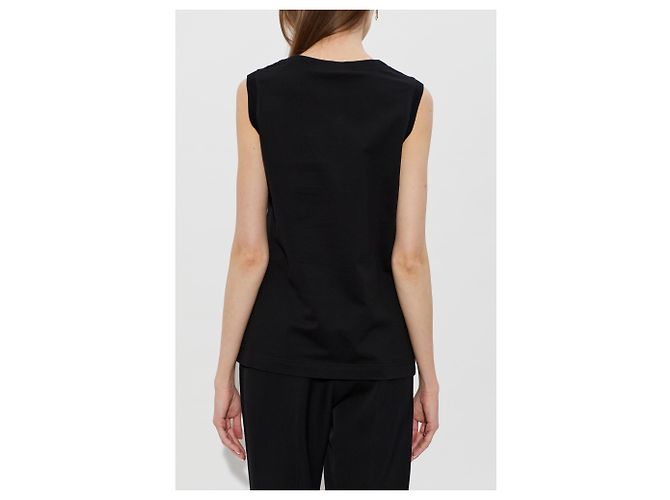 Dolce & Gabbana Logo Top aus schwarzer Baumwolle - Ansicht 2