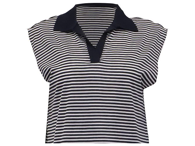 Polo a rayas Theory en algodón azul marino - vista 2