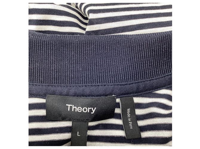 Polo a rayas Theory en algodón azul marino - vista 6