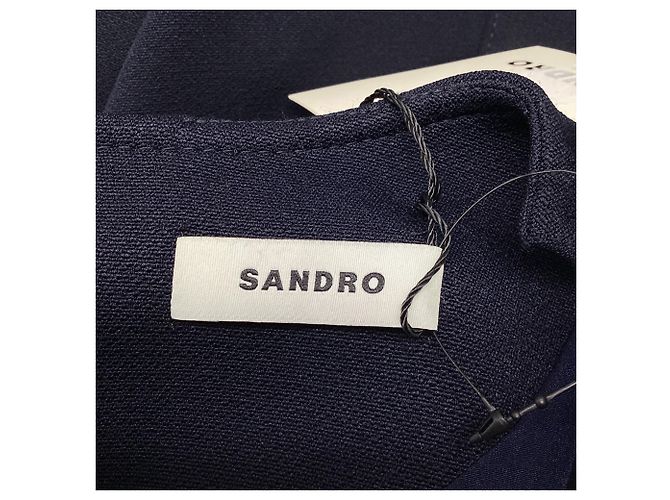 Mini Abito Sandro Nicole in Poliestere Blu Navy - vista 8