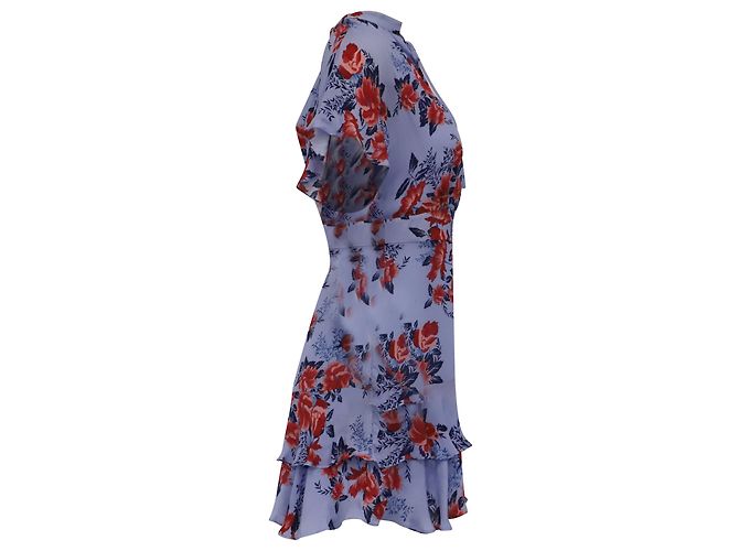 Autre Marque Mini abito Parker a stampa floreale in seta blu - vista 3