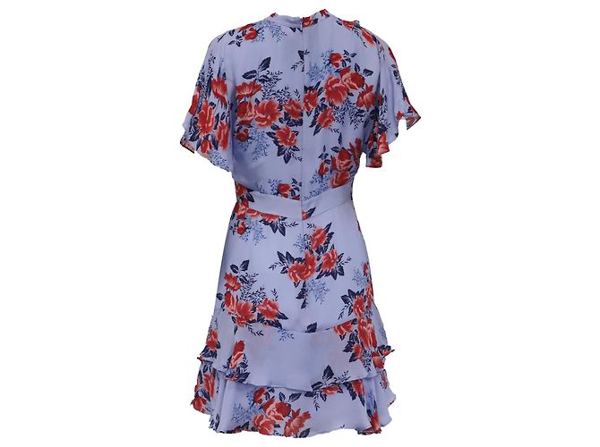 Autre Marque Mini abito Parker a stampa floreale in seta blu - vista 4