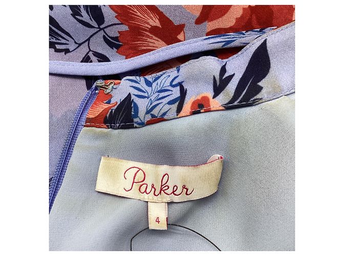 Autre Marque Mini abito Parker a stampa floreale in seta blu - vista 8