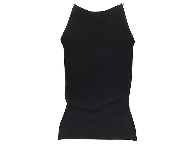 Maje Tanktop mit Perlenriemen aus schwarzer Viskose - Ansicht 4