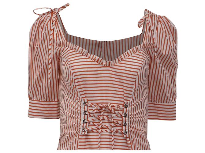 Autre Marque Vestido mini a rayas Selma For Love and Lemons en algodón naranja - vista 2
