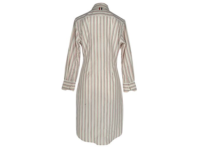 Vestido camisero midi a rayas Thom Browne en algodón blanco - vista 3