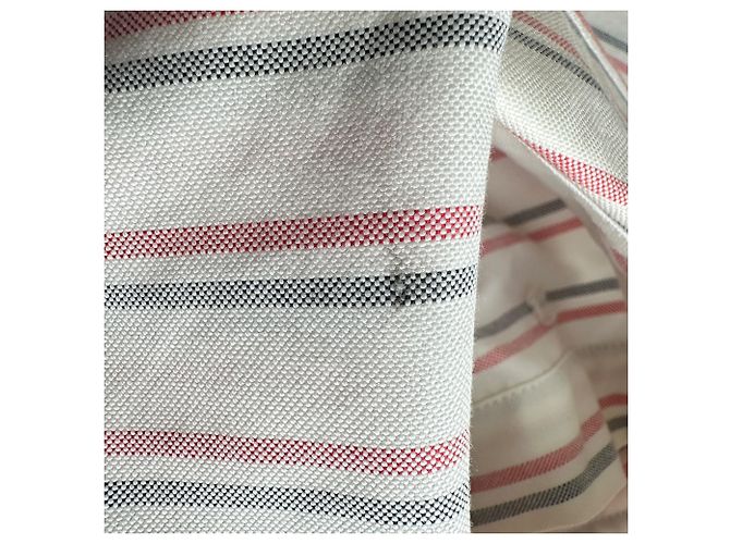 Vestido camisero midi a rayas Thom Browne en algodón blanco - vista 4