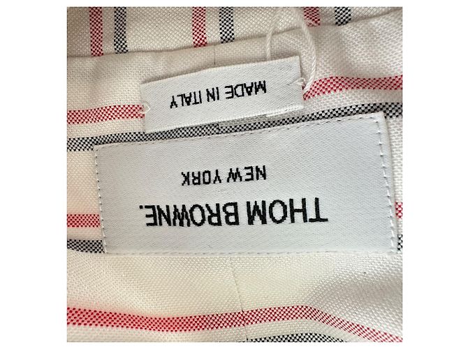 Vestido camisero midi a rayas Thom Browne en algodón blanco - vista 5