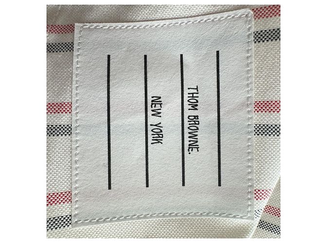 Vestido camisero midi a rayas Thom Browne en algodón blanco - vista 6