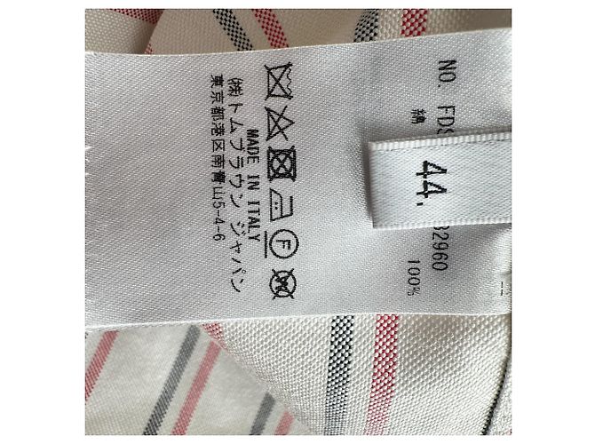 Vestido camisero midi a rayas Thom Browne en algodón blanco - vista 8
