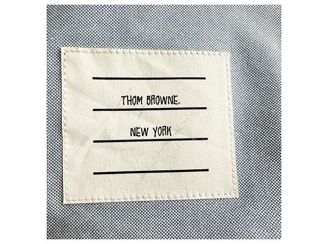 Thom Browne Button-Down besticktes Hemd aus blauer Baumwolle - Ansicht 5