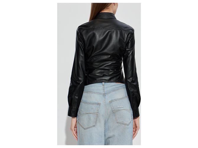Top de pele de cordeiro preto Balenciaga - vista 2
