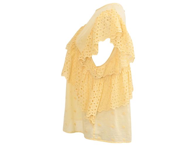 Blusa Isabel Marant Etoile Sorani de algodón amarillo con bordado inglés - vista 2